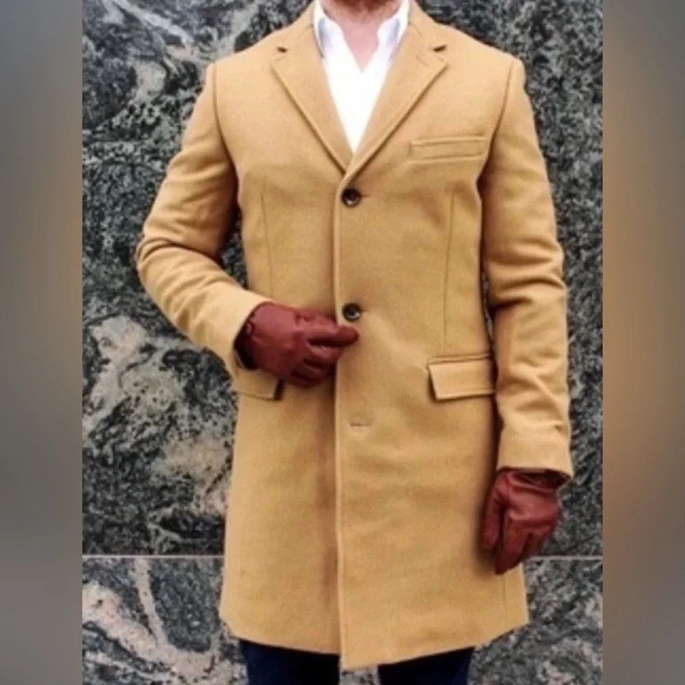 J. Crew Thompson Tan Button Down Wool Topcoat.  Sz XL
